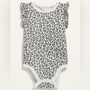 Old Navy Gray Leopard Ruffle-Sleeve Bodysuit for Baby